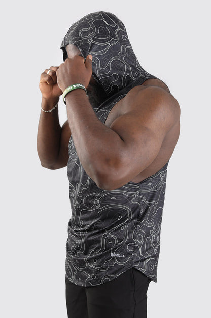 Synthetic Black Curves Sleeveless T-Shirt - Multicolor