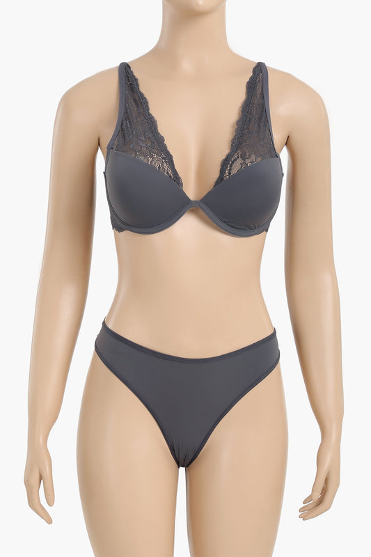 Wired Bra with Lace Panty Set