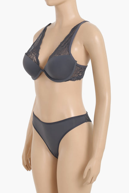 Wired Bra with Lace Panty Set