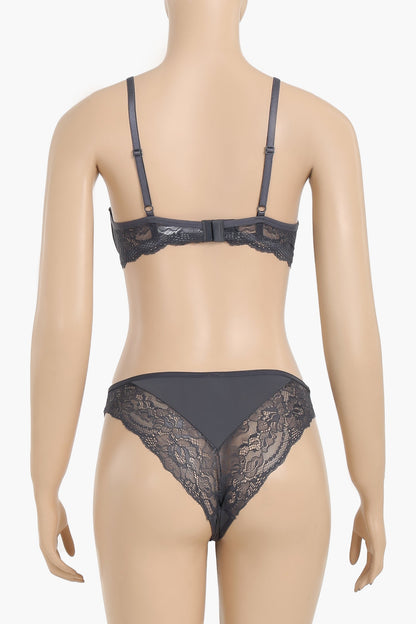 Wired Bra with Lace Panty Set