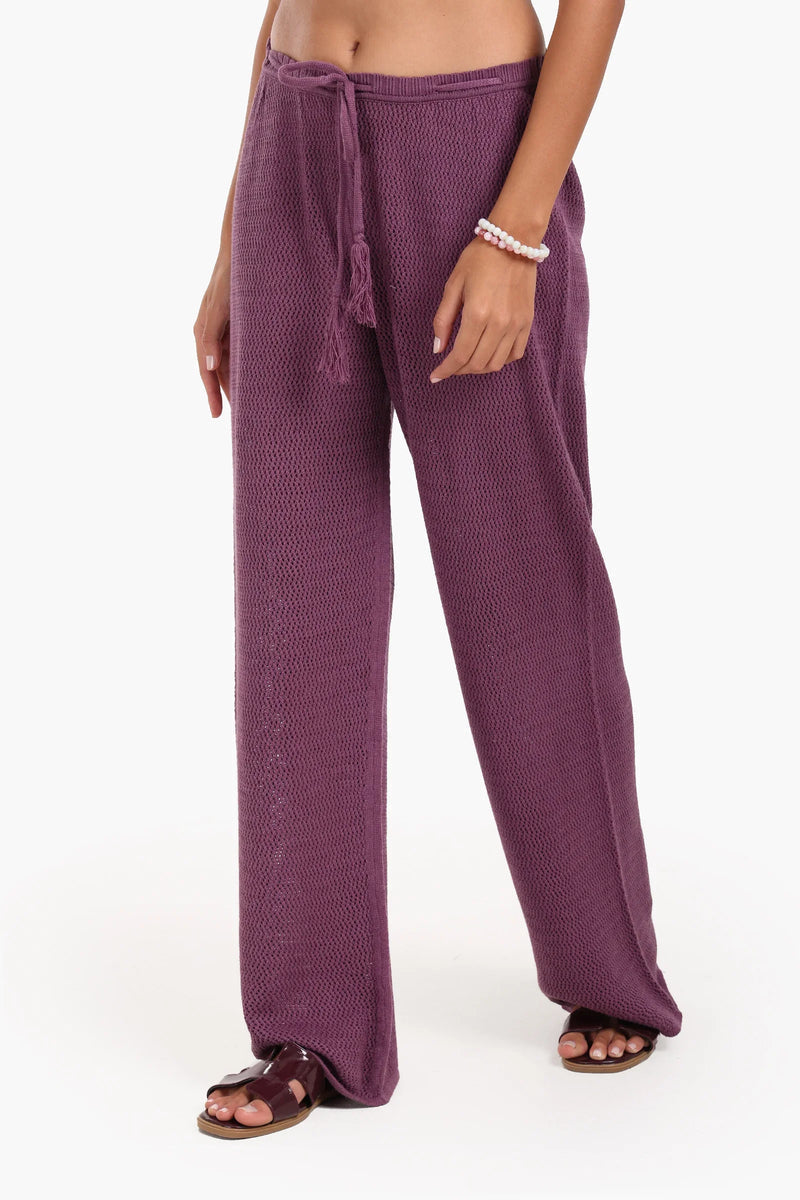 Cotton Crochet Knit Pants - Violet