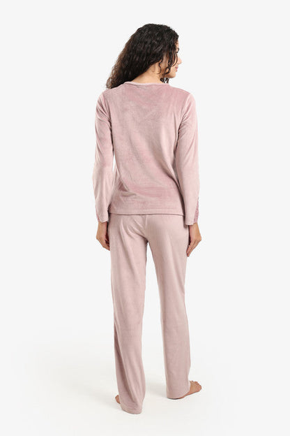 Velvet Solid Pyjama Set – Dusty Rose