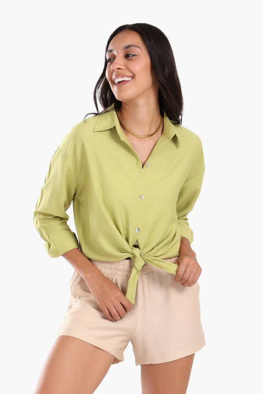 Tencel Solid Beach Shirt – Lime