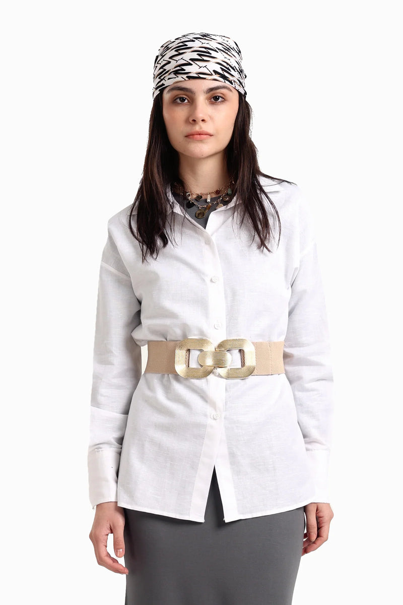 Linen Solid Long Sleeve Shirt – Off White