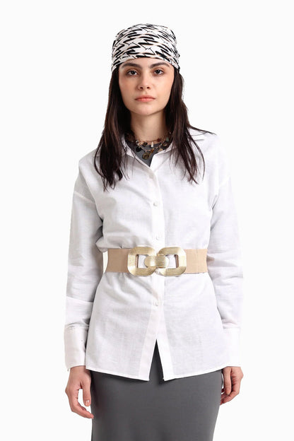 Linen Solid Long Sleeve Shirt – Off White