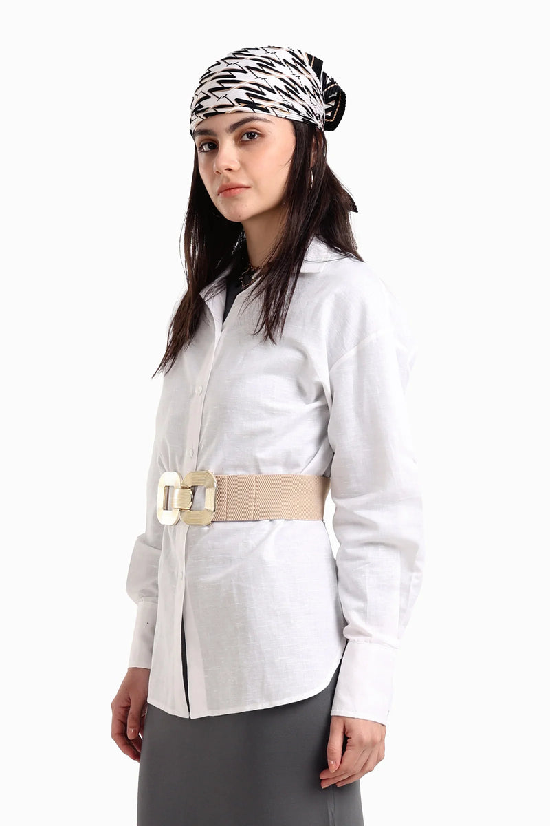 Linen Solid Long Sleeve Shirt – Off White