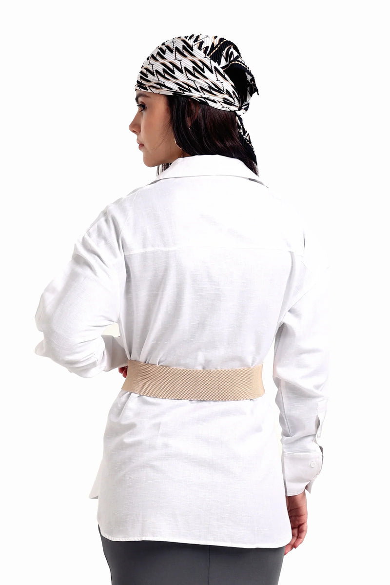 Linen Solid Long Sleeve Shirt – Off White