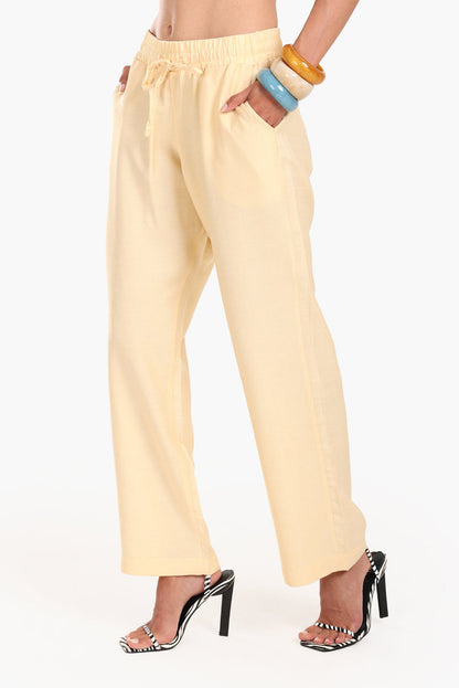 Tencel Solid Beach Pants – Yellow