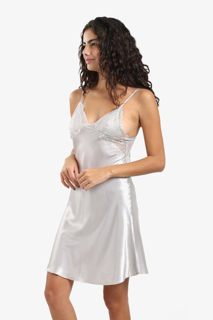 Satin Solid Babydoll – Silver