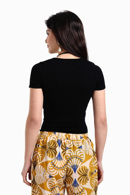 Microfiber Ribbed T-Shirt – Black