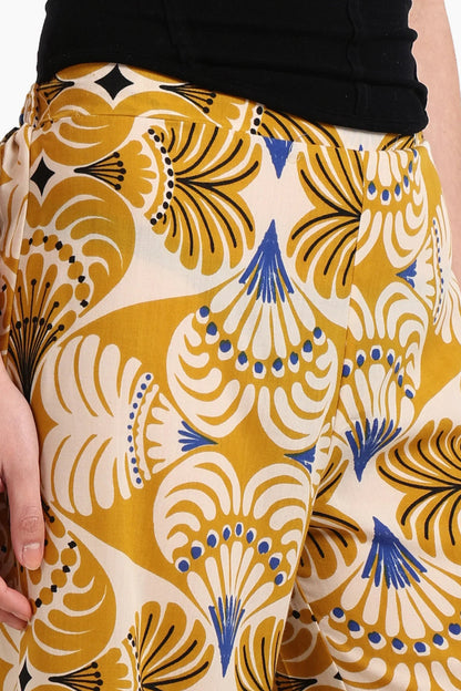 Cotton Printed Wide Leg Pants - Multicolor