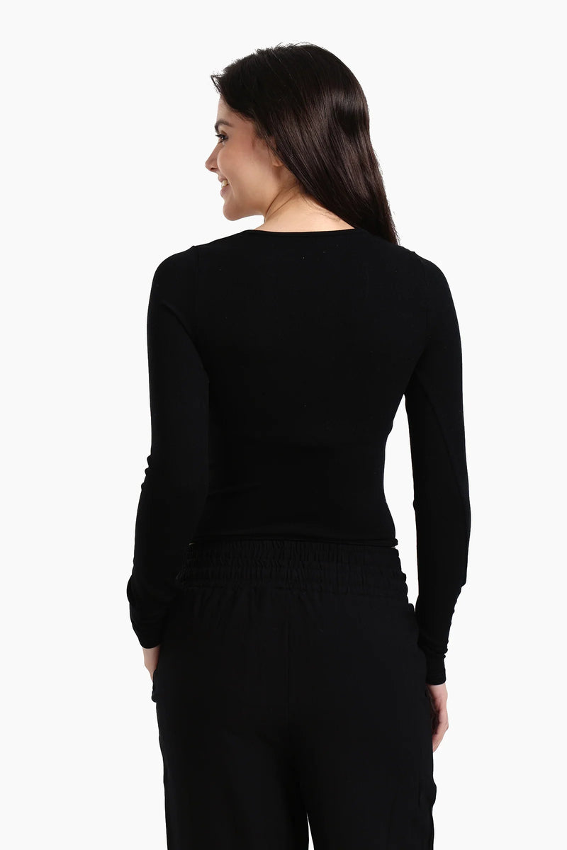 Microfiber Ribbed Corset Top – Black