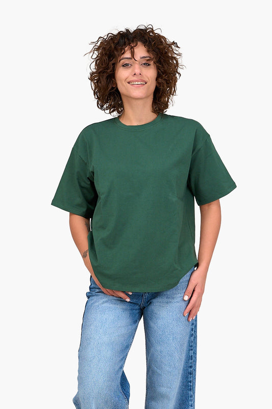 Loose Fit Cotton T-Shirt - Deep Green