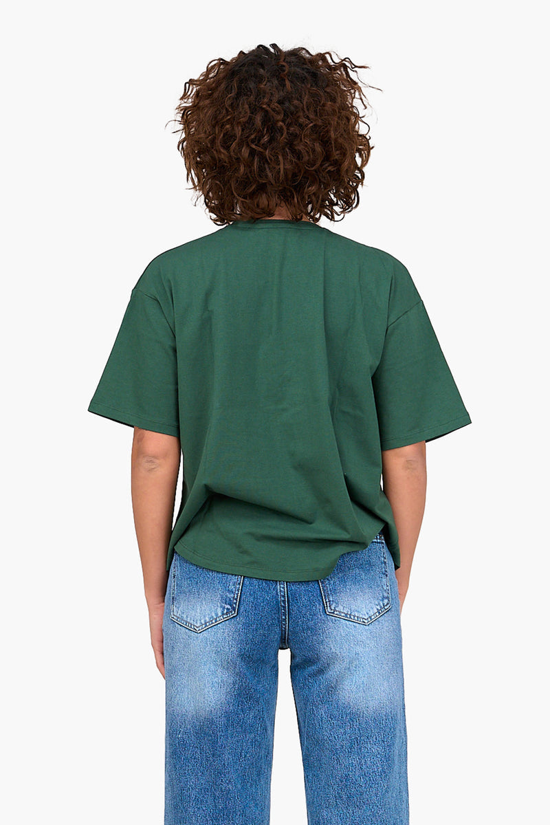 Loose Fit Cotton T-Shirt - Deep Green