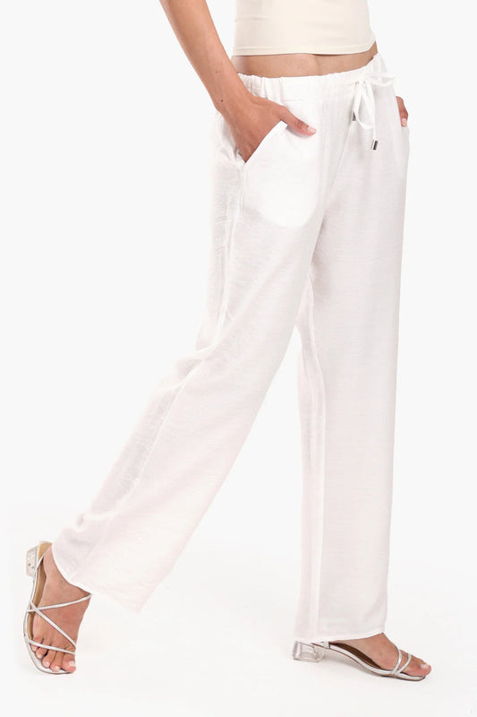 Tencel Solid Beach Pants – White