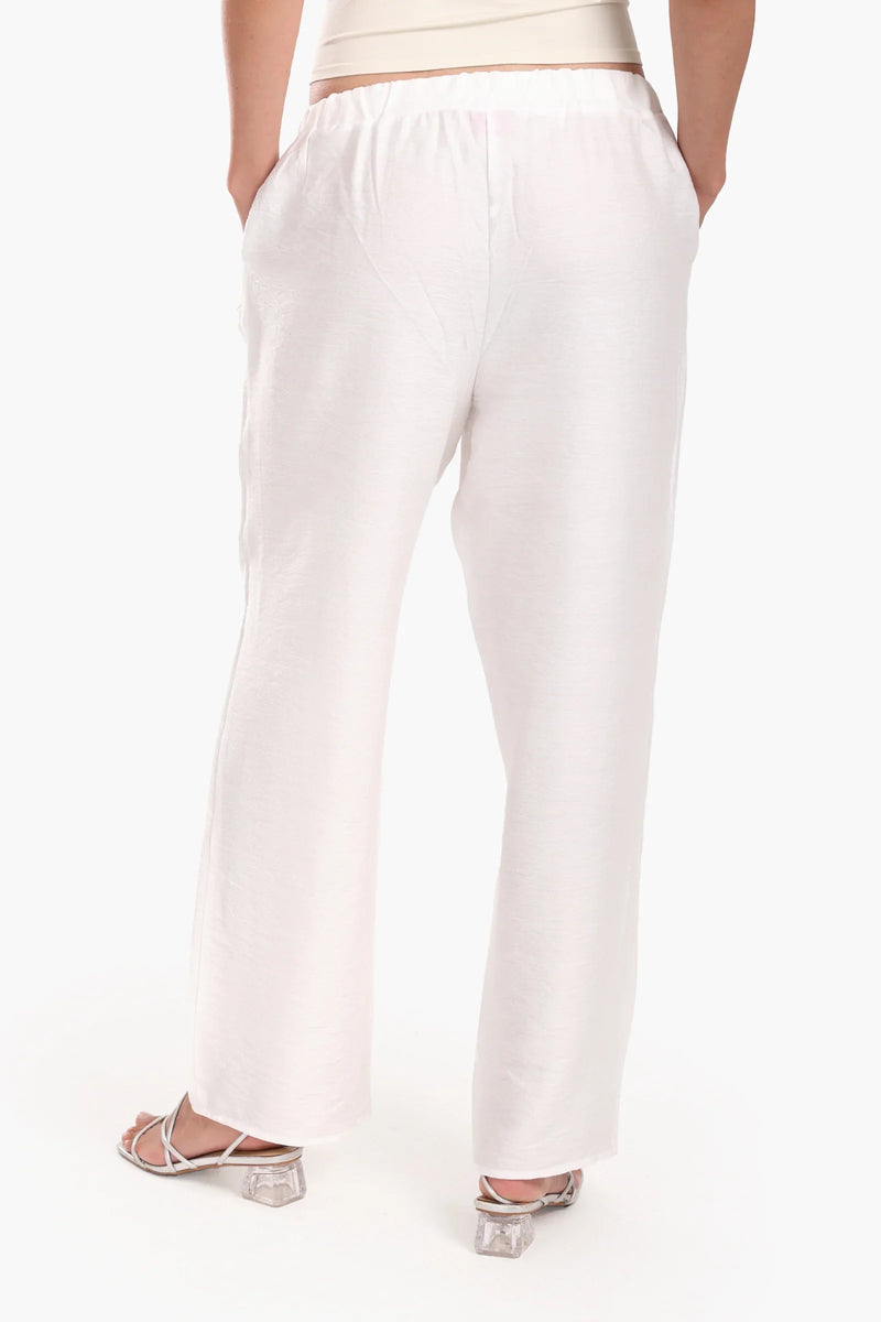 Tencel Solid Beach Pants – White