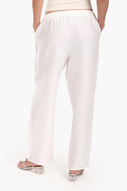 Tencel Solid Beach Pants – White