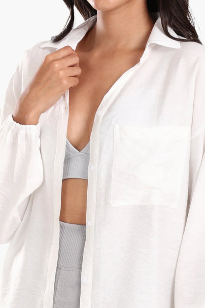 Polyester Solid Shirt – Off White