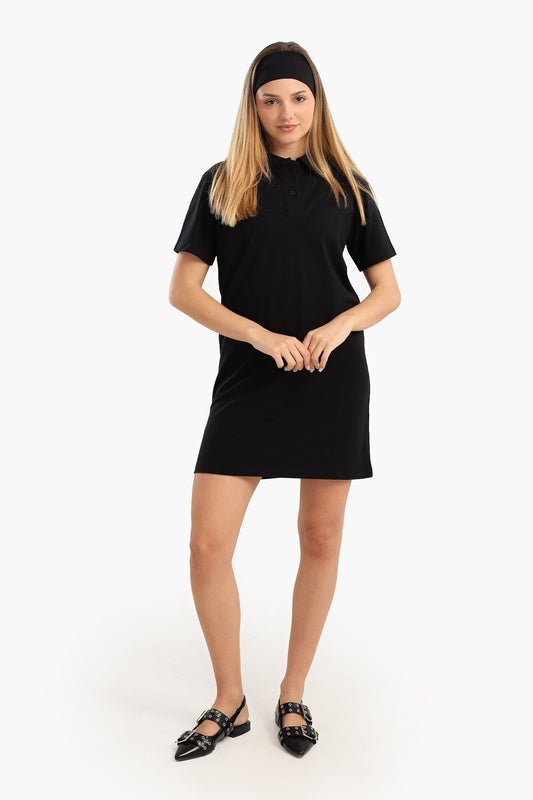 Cotton Collared Short Dress