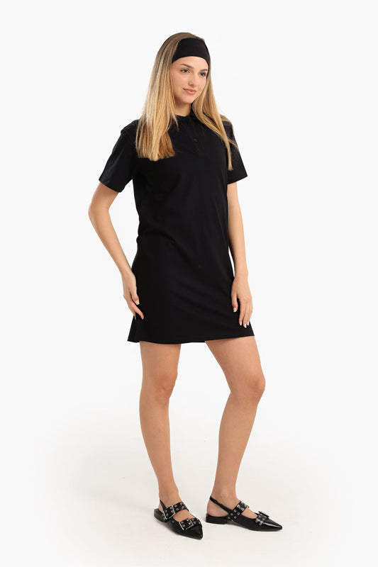 Cotton Collared Short Dress