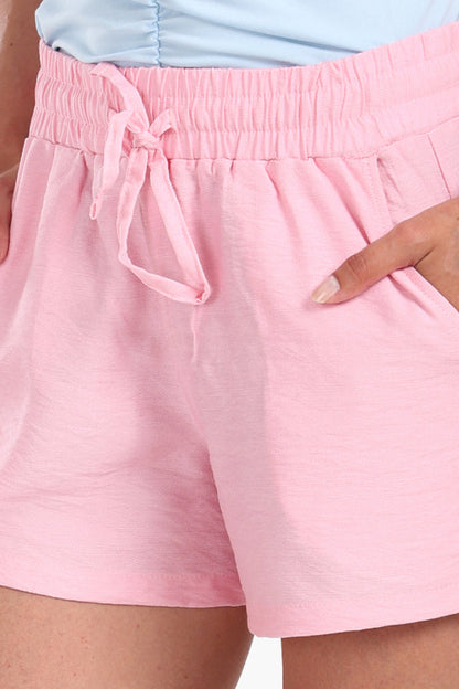 Tencel Solid Beach Shorts – Pink
