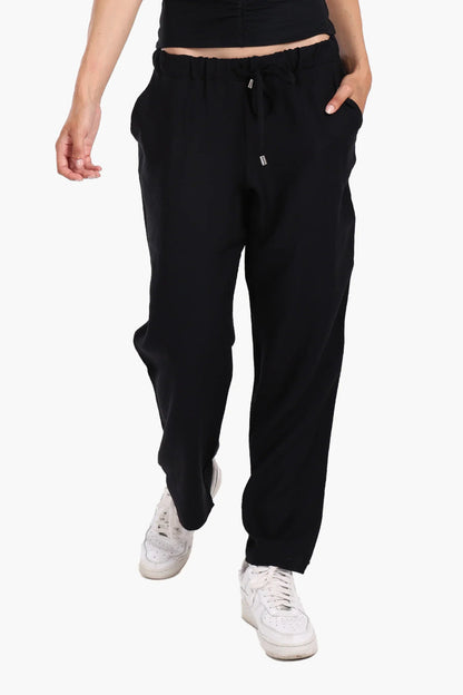 Tencel Solid Beach Pants – Black