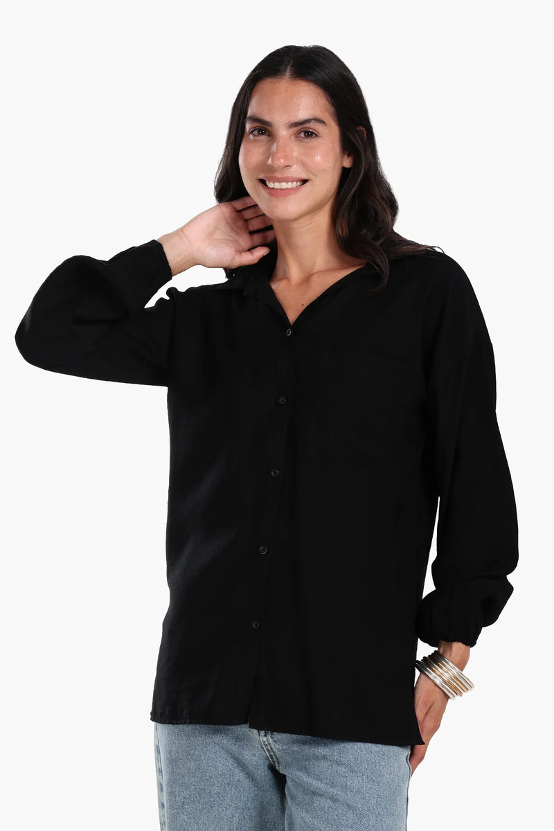 Polyester Solid Shirt – Black