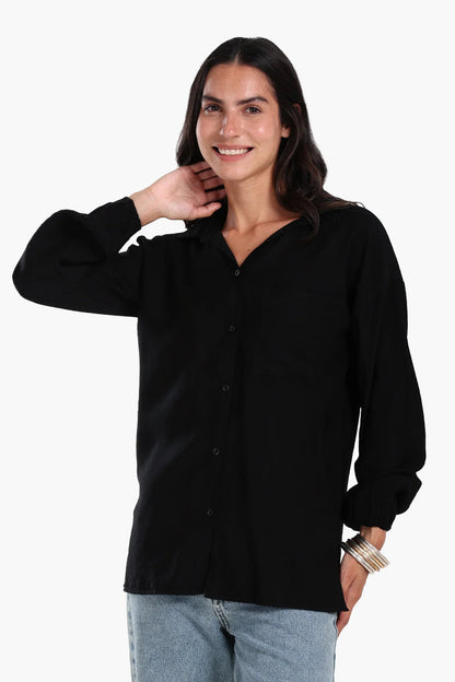 Polyester Solid Shirt – Black