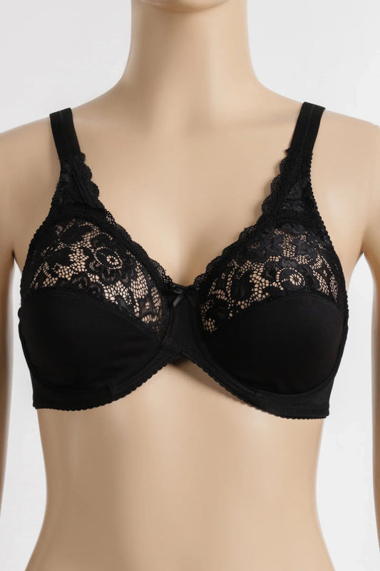 Polyamide Blend Lace Wired Bra – Black