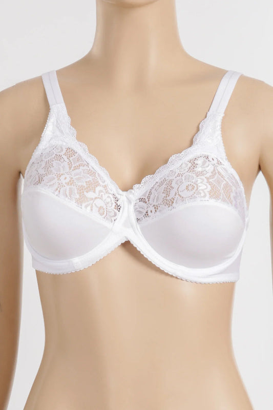 Polyamide Blend Lace Wired Bra – White