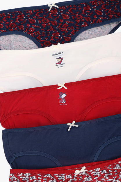 Pack of 5 Cotton Colored Bikini Panties – Multicolor