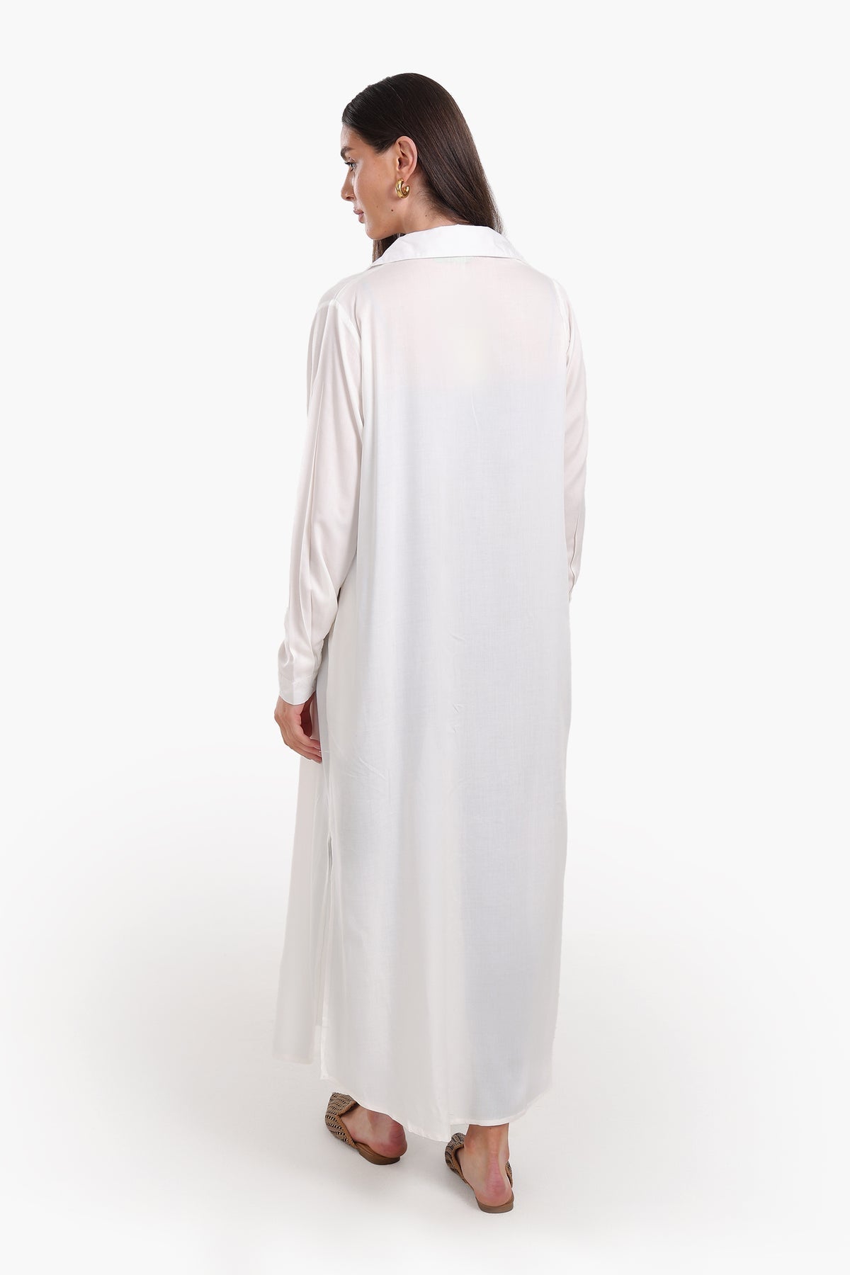 V-Collared Neck Shirt Dress