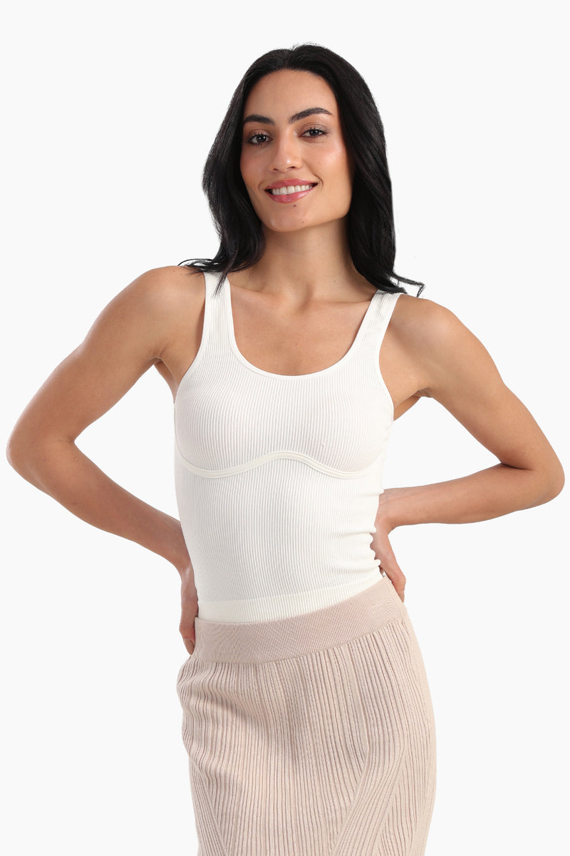 Microfiber Ribbed Crop Top - Off White