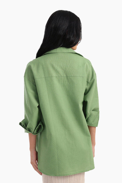 Linen Solid Long Sleeve Shirt – Light Mint