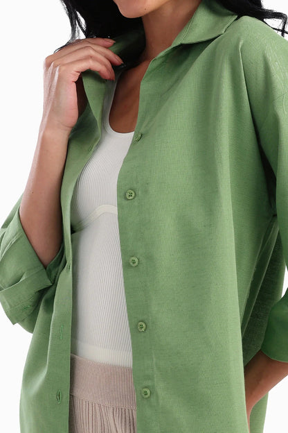 Linen Solid Long Sleeve Shirt – Light Mint