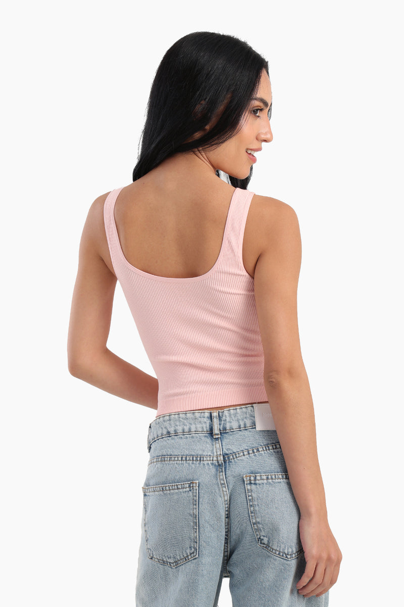 Microfiber Ribbed Crop Top - Rose