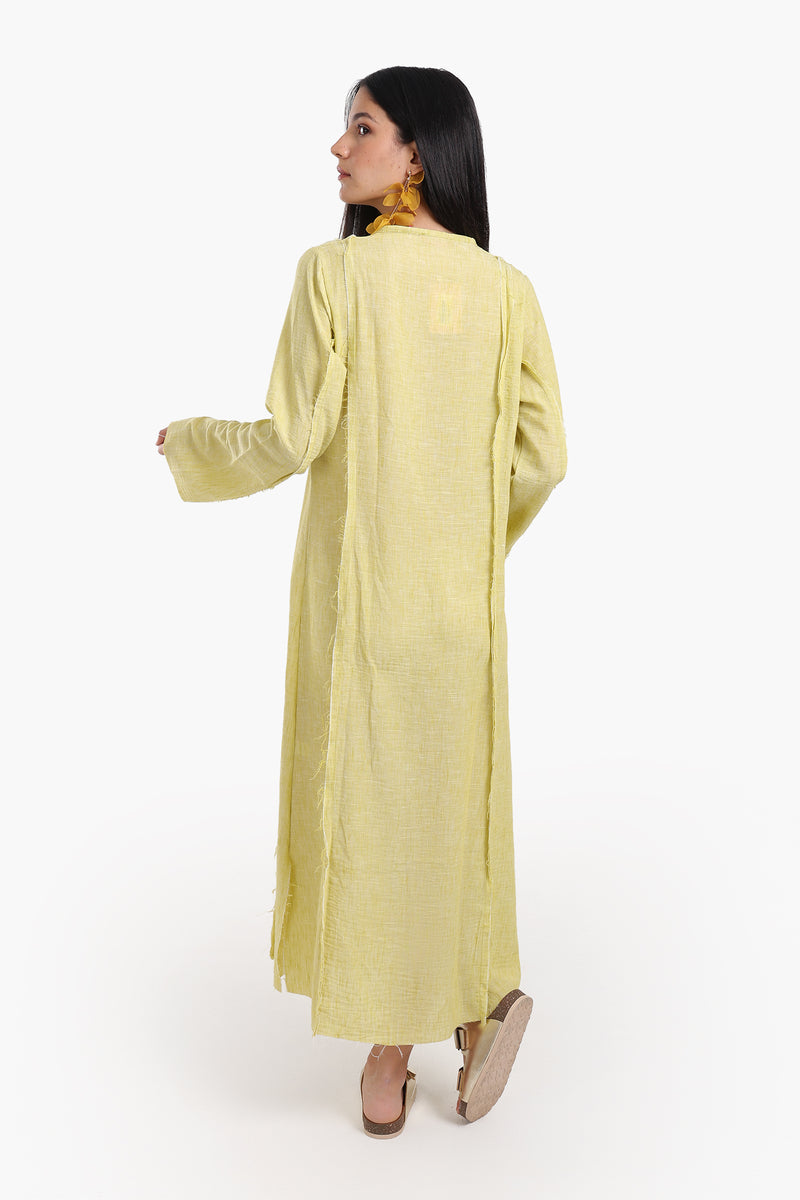 Tencel Solid Plunge V-Neck Beach Dress – Mustard