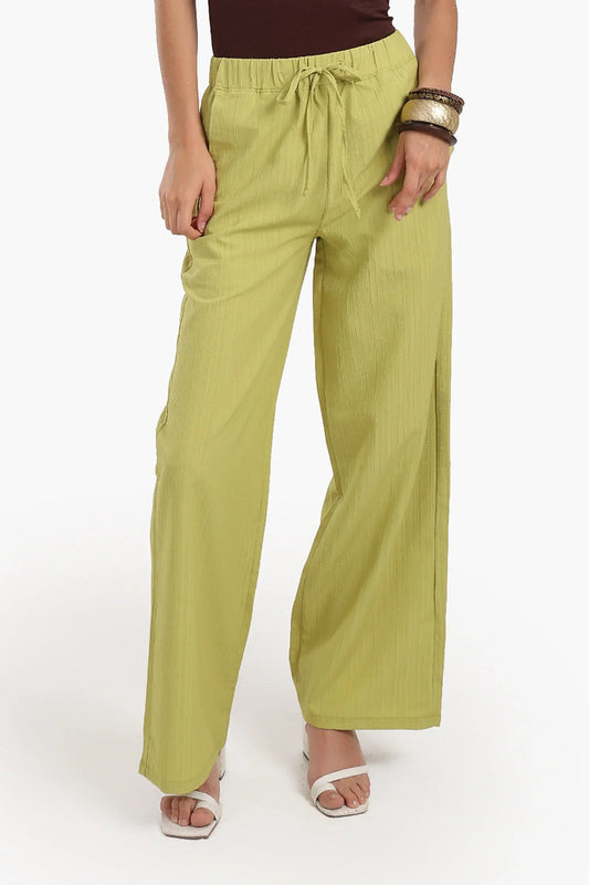 Polyester Ribbed Lounge Pants – Pistachio