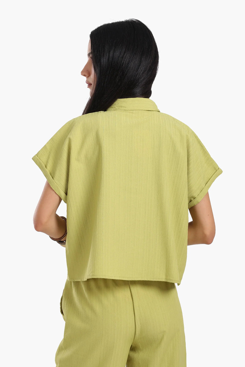 Polyester Textured Lounge Shirt – Pistachio