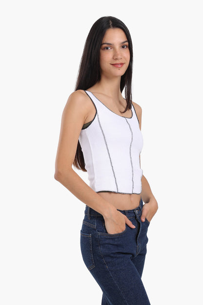 Contrast Stitch Detail Top