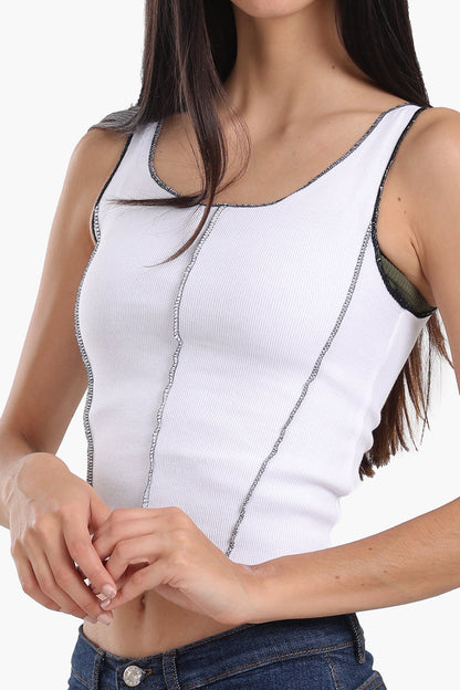 Contrast Stitch Detail Top