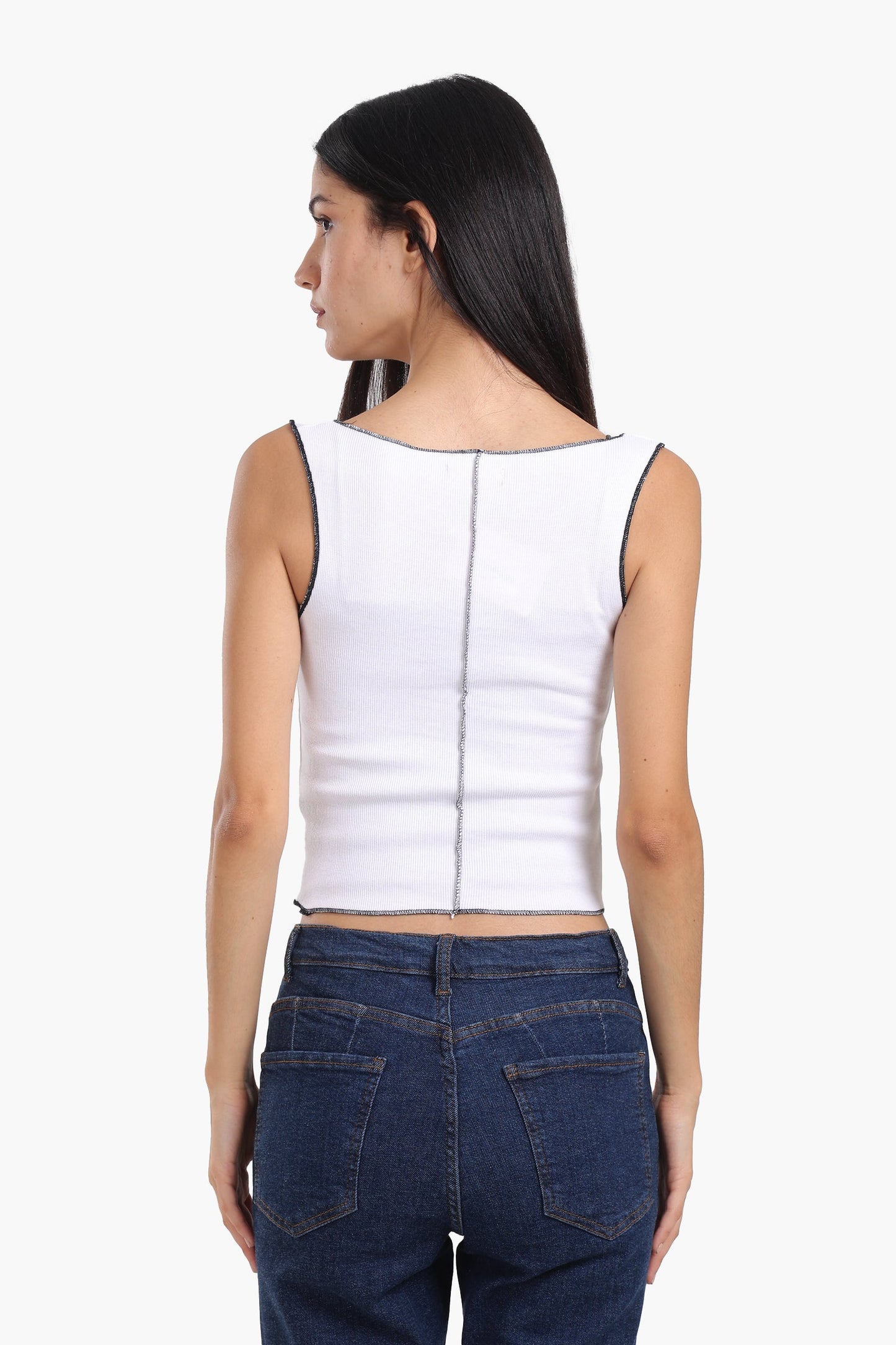 Contrast Stitch Detail Top