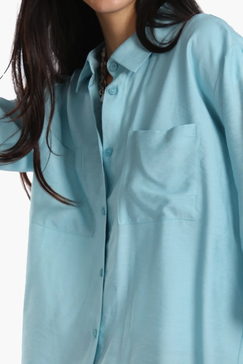 Polyester Solid Chest Pocket Shirt - Light Mint