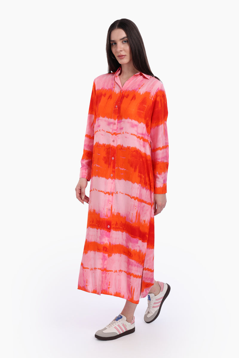 Cotton Printed Shirt Dress – Multicolor