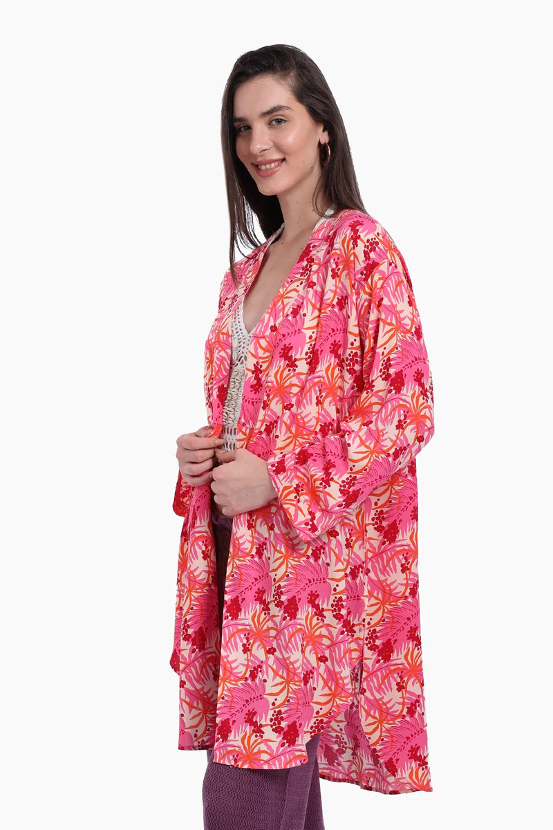 Viscose Printed Kimono - Pink