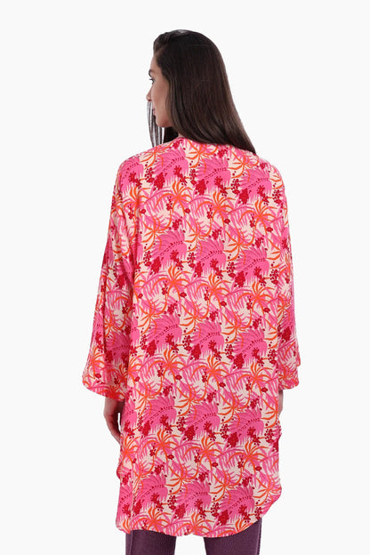 Viscose Printed Kimono - Pink