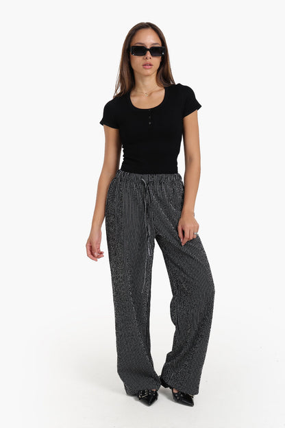 Synthetic Seamless Snap Front Top - Black