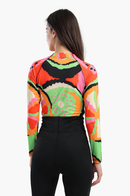 Polyester Fruity Print Rash Guard Swimsuit – Multicolor