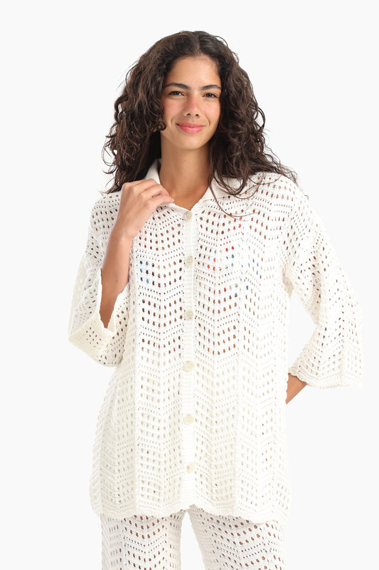 Stylish Fishnet Pattern Beach Shirt