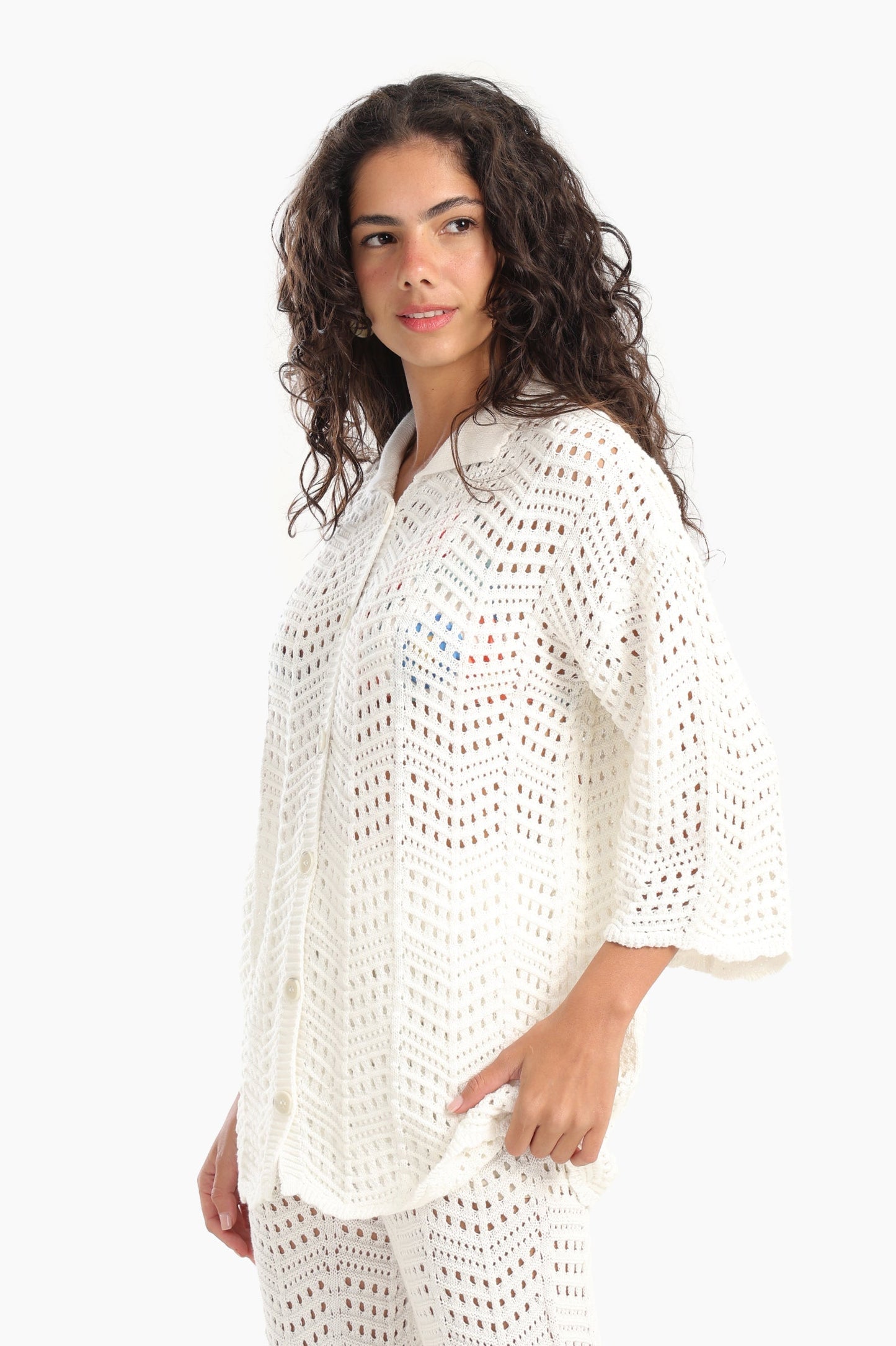 Stylish Fishnet Pattern Beach Shirt